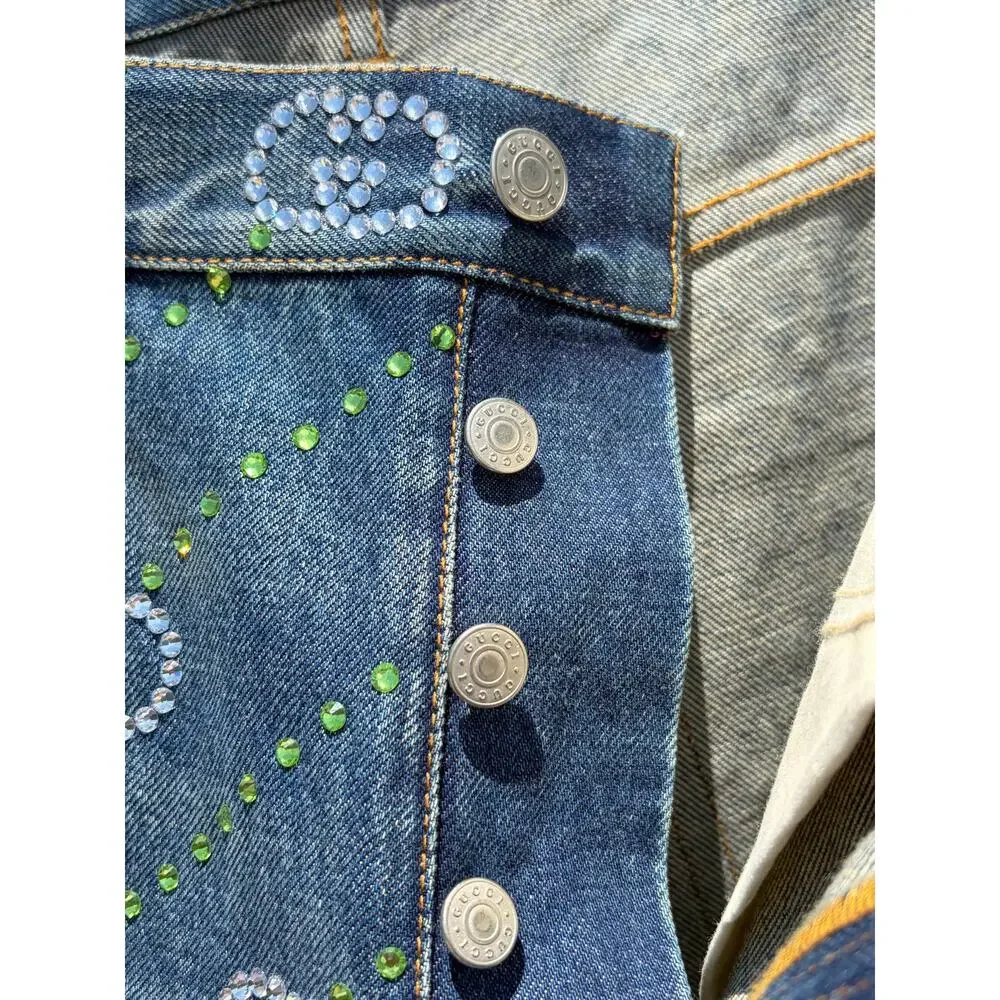 INTERLOCKING G STRAIGHT LEG JEANS, CRYSTAL AW23- size 32